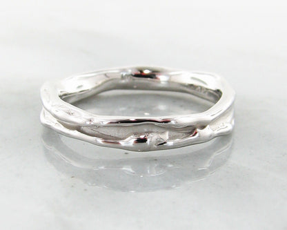 White Gold Ring, Skinny Melted Band