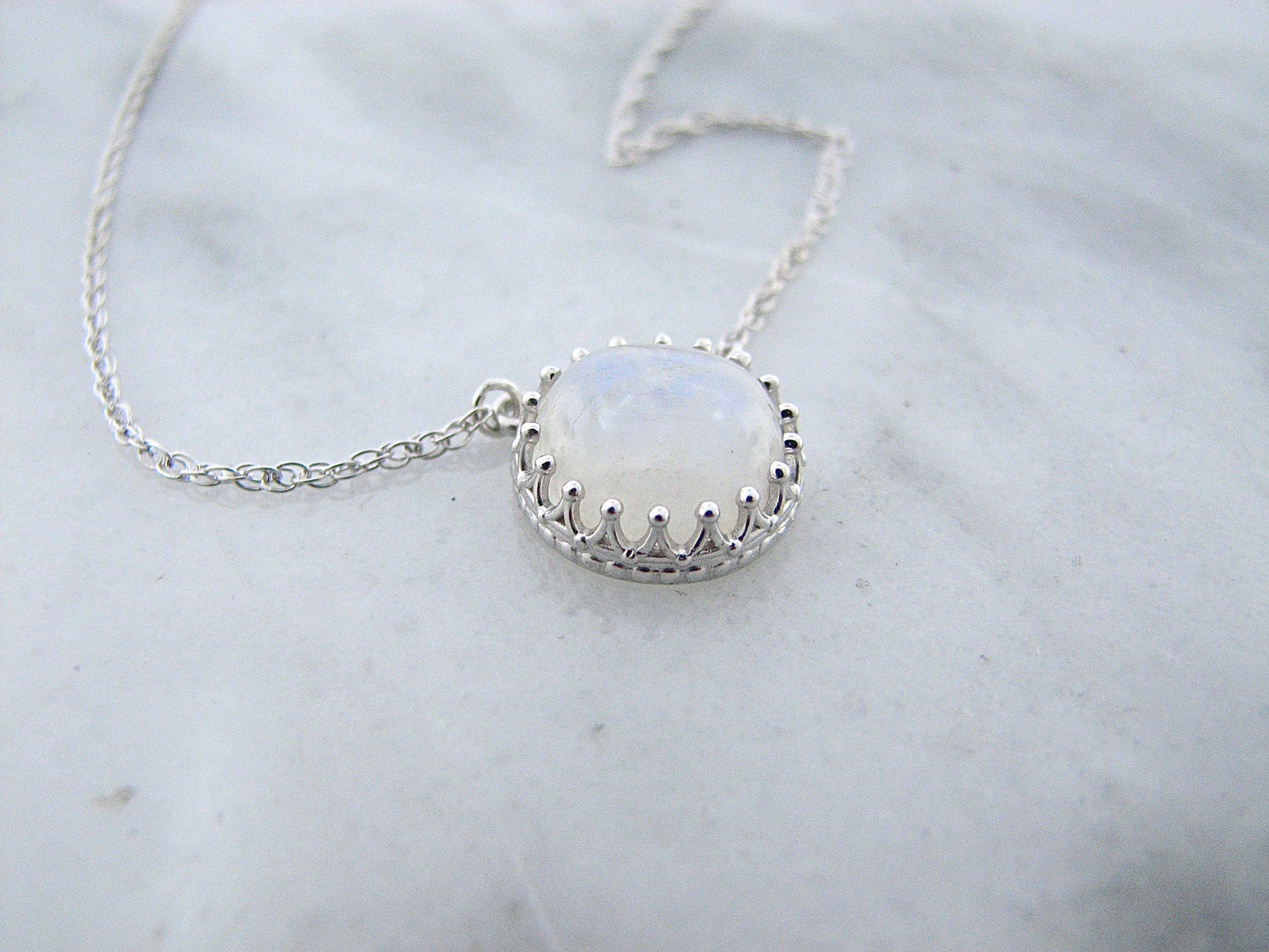 Moonstone Silver Split Chain Necklace, Marrakesh