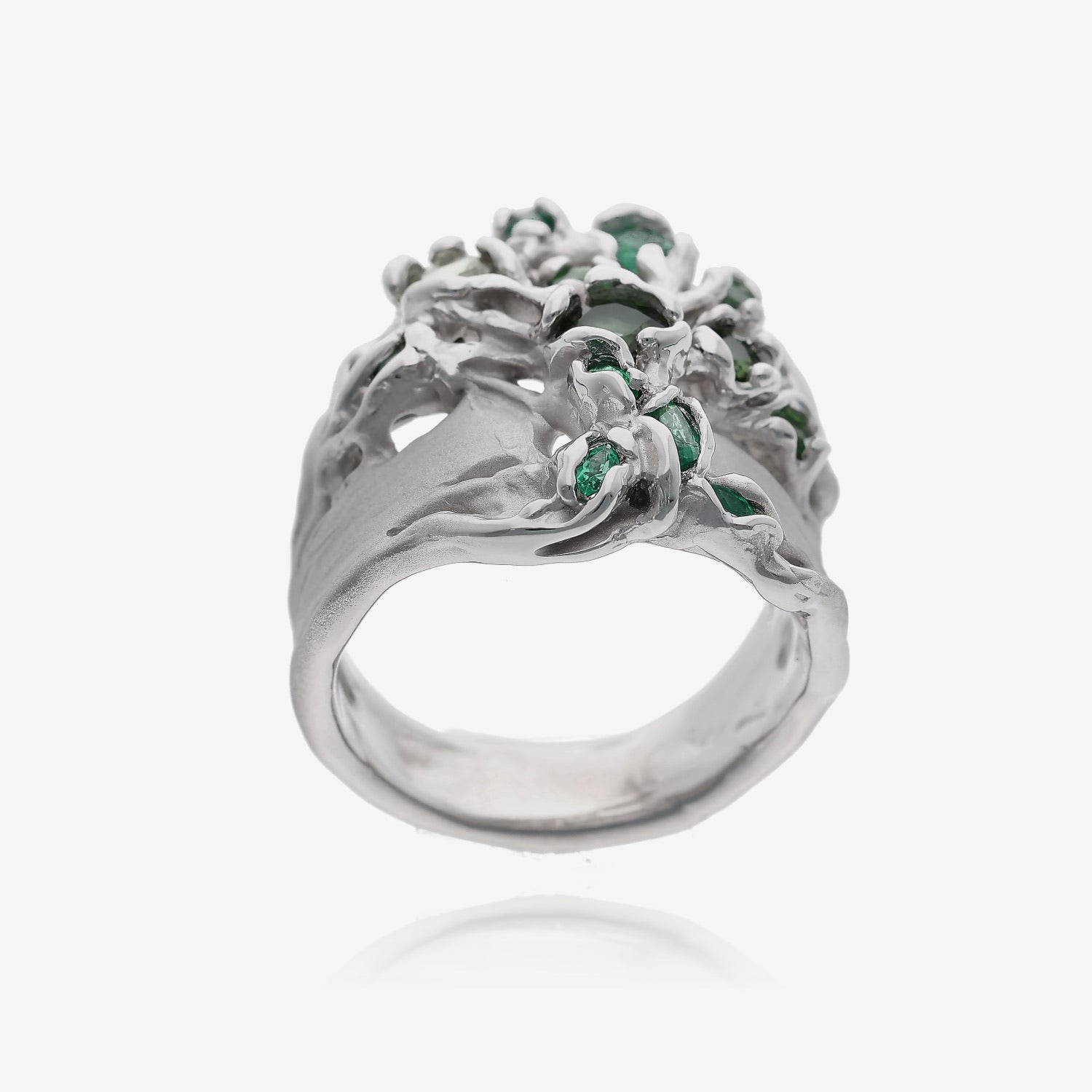 Green Dryad Gemstone Tree Ring Silver