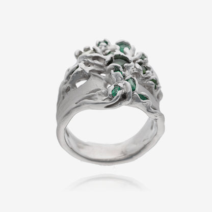 Green Dryad Gemstone Tree Ring Silver