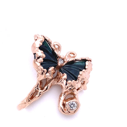 Just Winging It Blue Tourmaline Butterfly Ring in 14k Rose gold