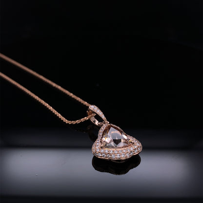 Blushing Morganite Rose Gold Diamond Trillion Pendant