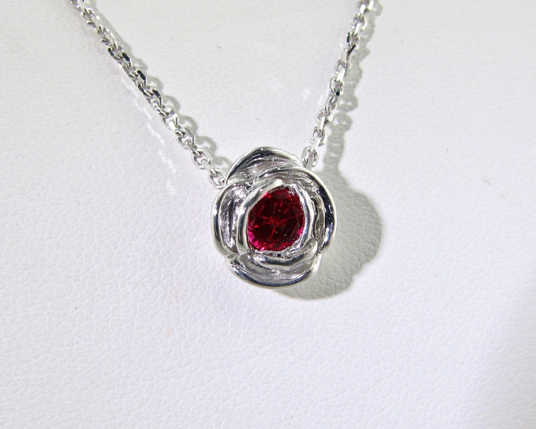 july-birthstone-silver-ruby-rose-shaped-necklace-wexford-jewelers