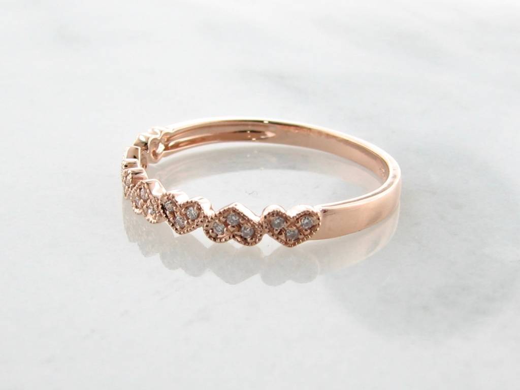 Golden Hearts Aflutter Diamond Stacking Bands