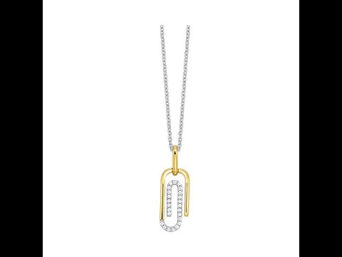 1/10ct Golden Sparkling Diamond Paperclip Neckwear Pendant