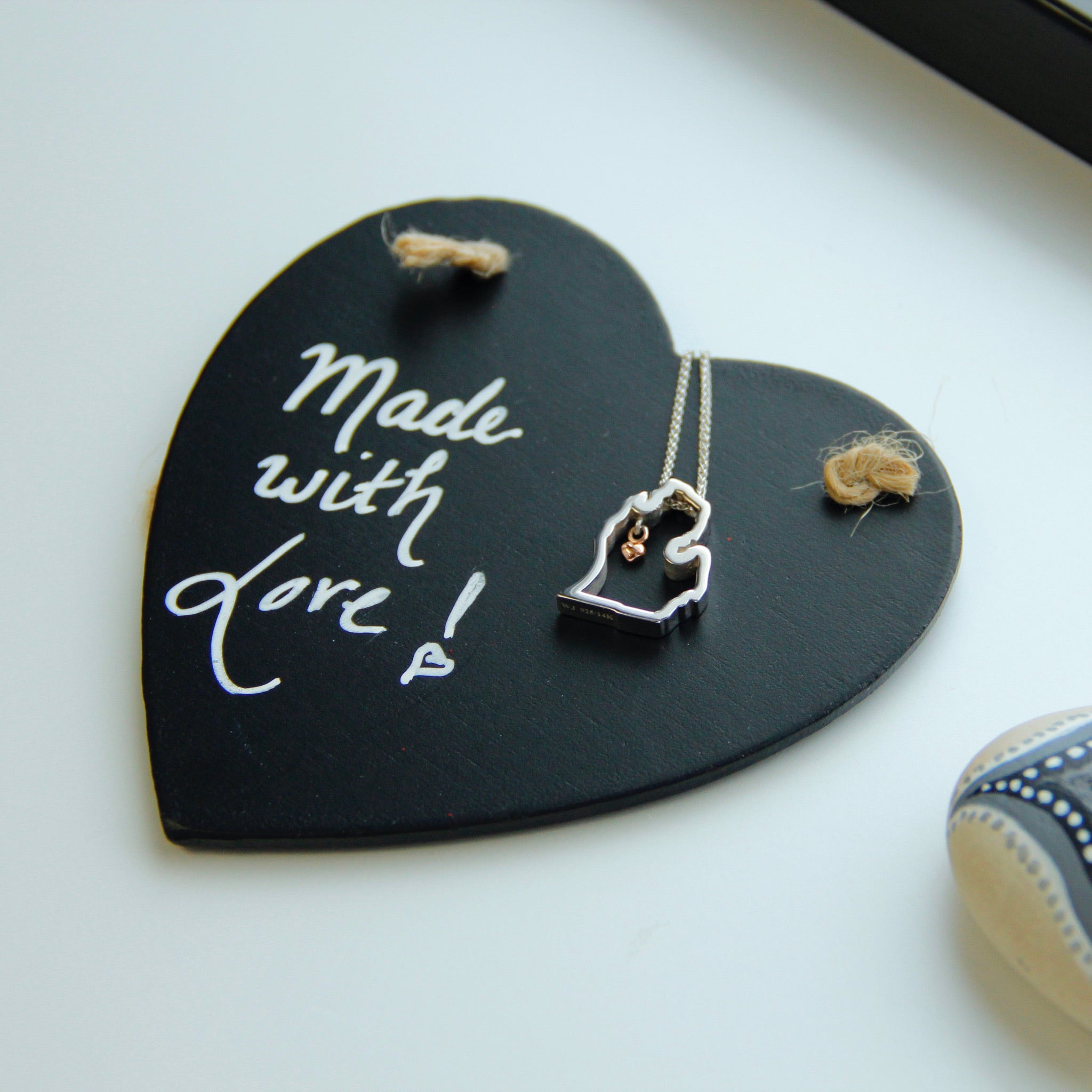 Silver Rose Gold Michigan Necklace, Mitten Love