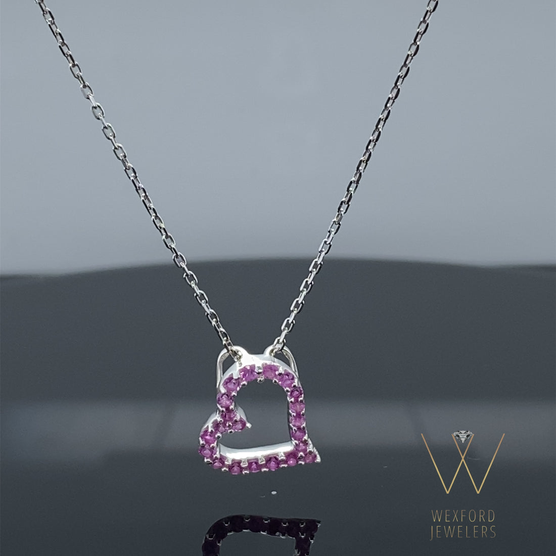 Pink Sapphire Sweetest Heart Sterling Silver Necklace