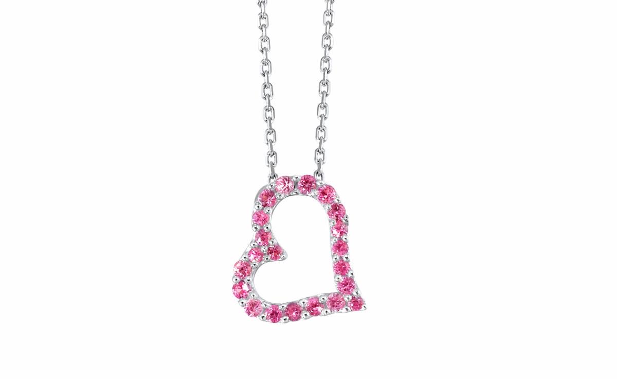 Pink Sapphire Sweetest Heart Sterling Silver Necklace