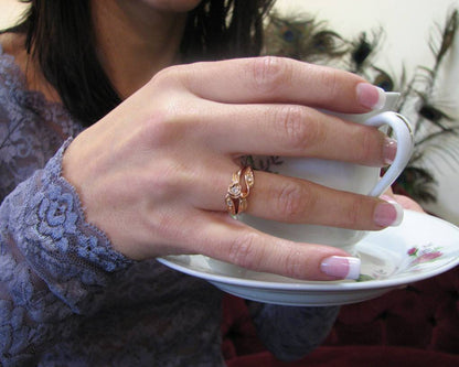 Rose Gold Moissanite Tea Rose Wedding Set