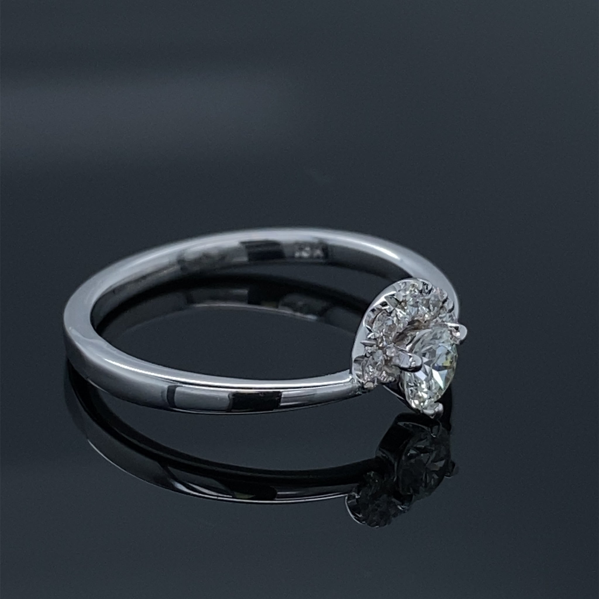 .40ct Crescent Engagement Ring 18k White Gold