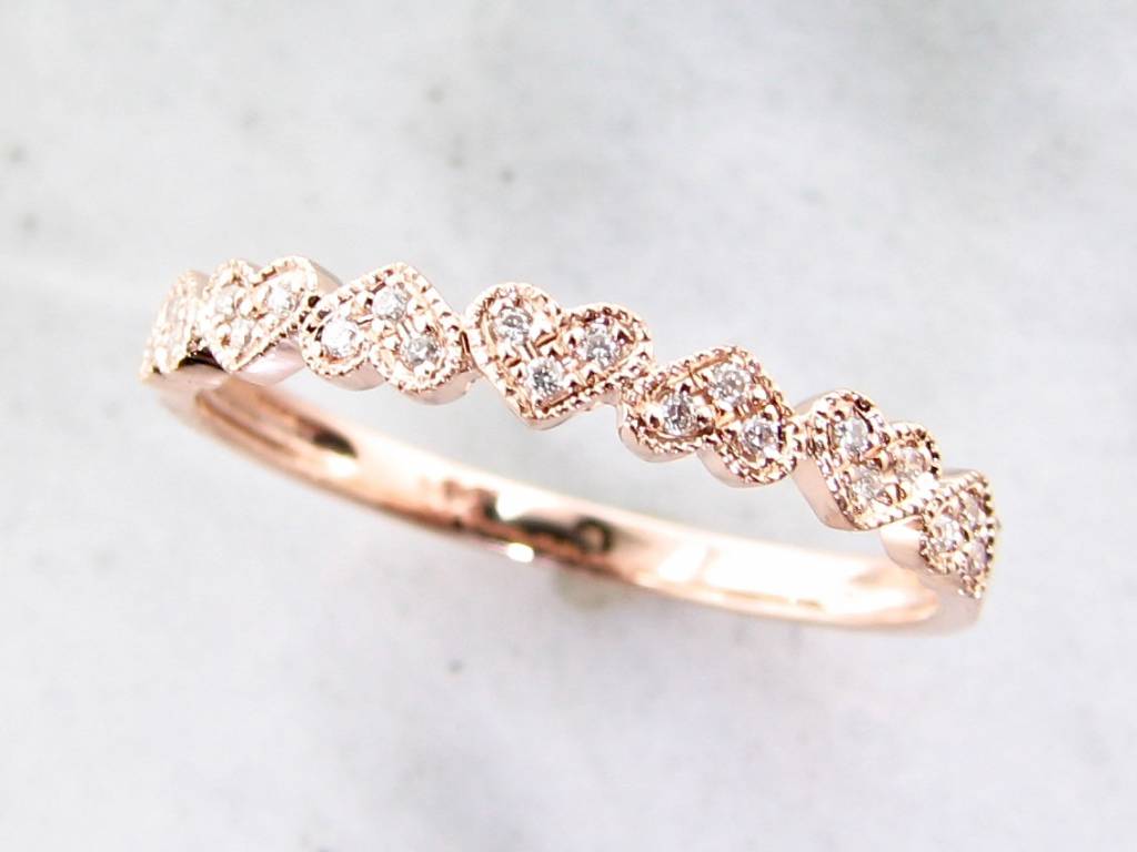 Golden Hearts Aflutter Diamond Stacking Bands