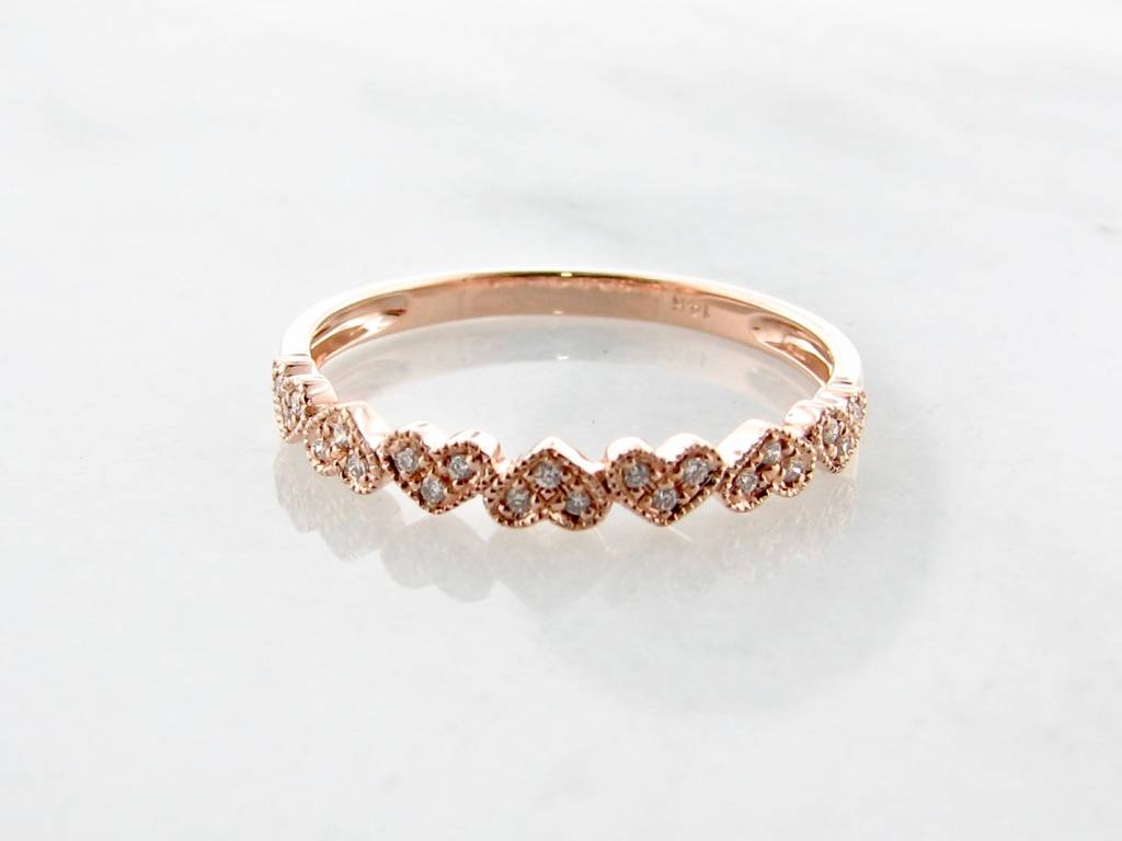 Golden Hearts Aflutter Diamond Stacking Bands