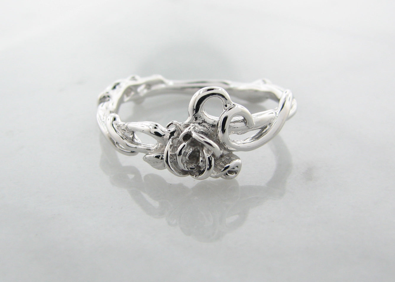 White Gold Engagement Ring, Rose Garden