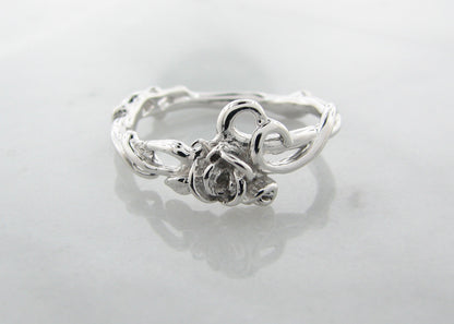 White Gold Engagement Ring, Rose Garden