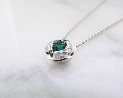 Silver Emerald May Birthstone Necklace, Rose Slider