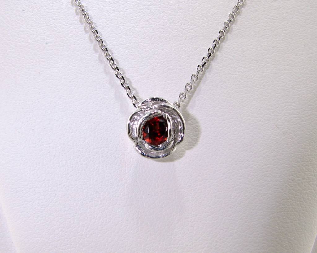 Silver Garnet January Birthstone Necklace, Rose Slider