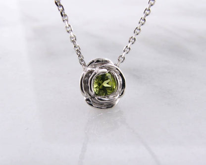 Silver Rose Slider Peridot