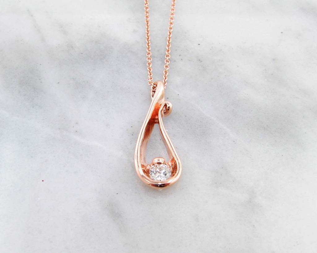 Raindrop Rose Gold and Diamond Necklace