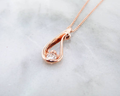 Raindrop Rose Gold and Diamond Necklace