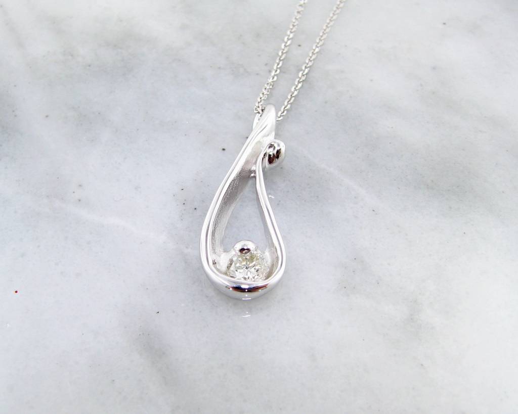 Diamond White Gold Necklace, Raindrop