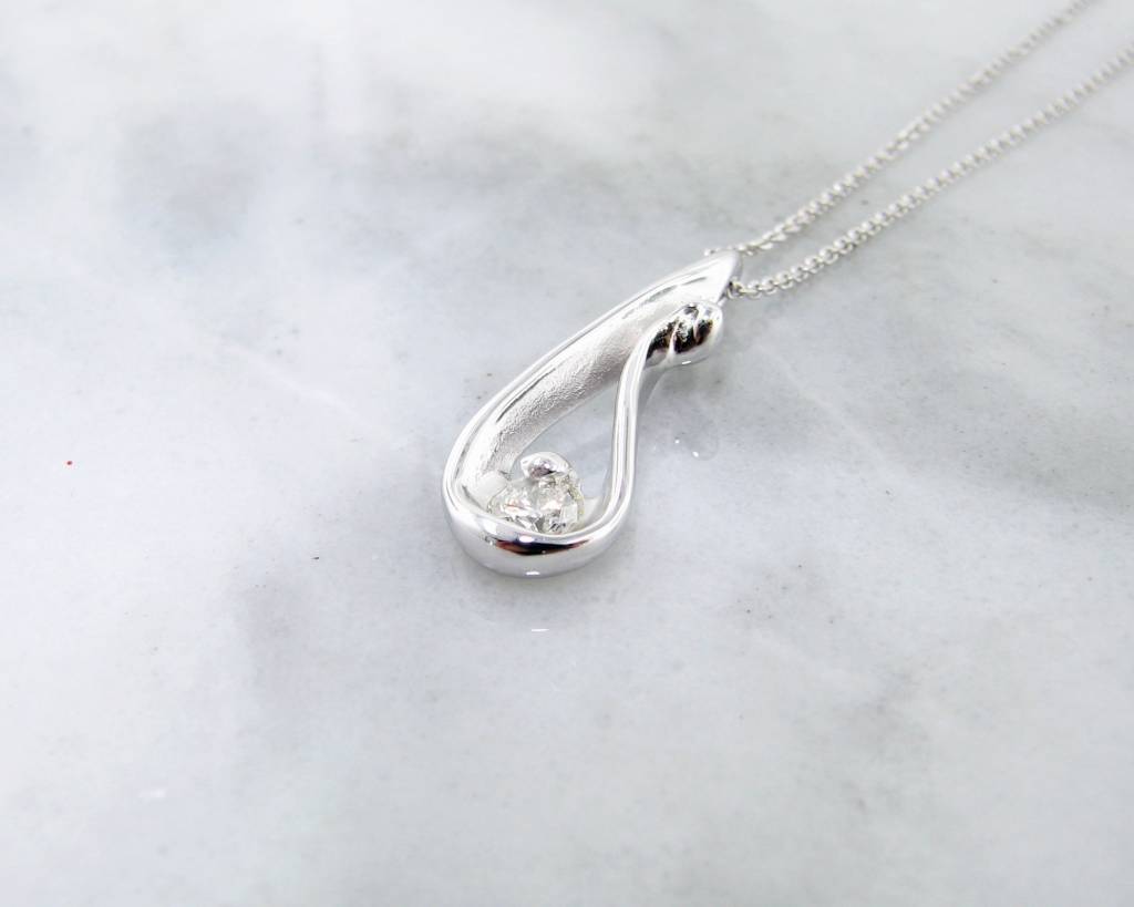 Diamond White Gold Necklace, Raindrop