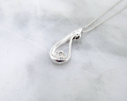 Diamond White Gold Necklace, Raindrop