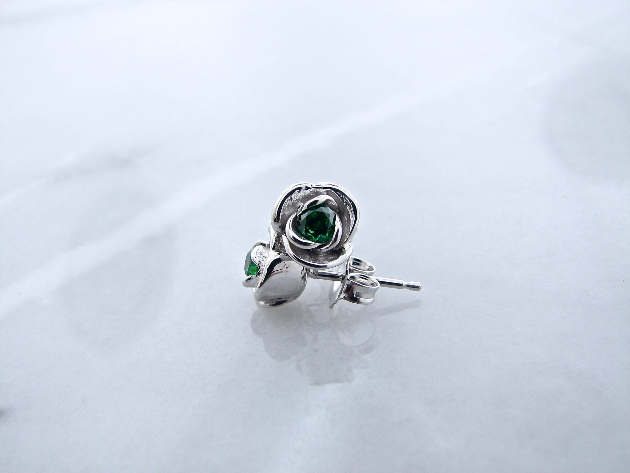 petite-rose-bud-earrings-silver-emerald-wexford-jewelers