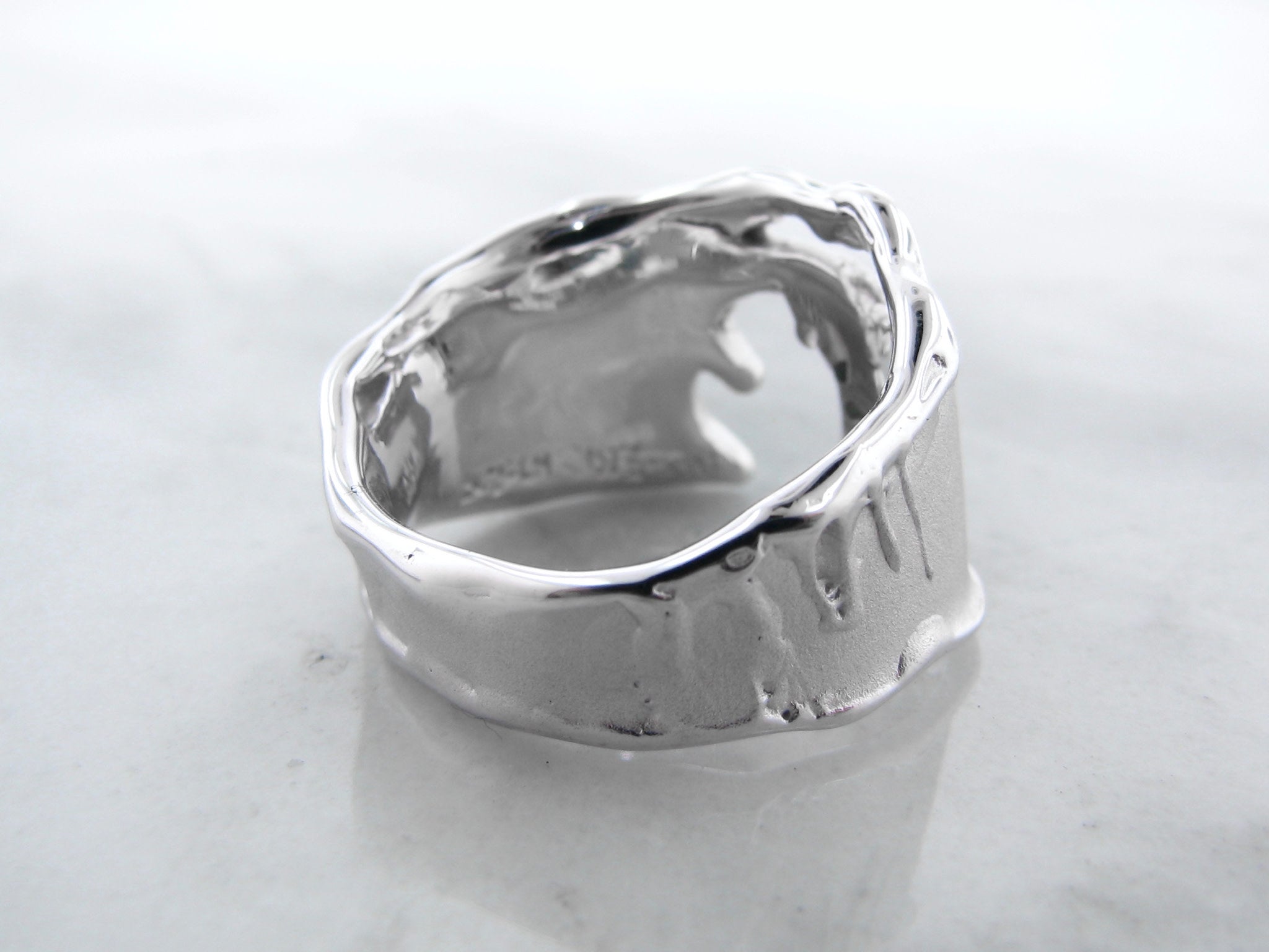 rustic-silver-michigan-shaped-blue-diamond-ring-wexford-jewelers